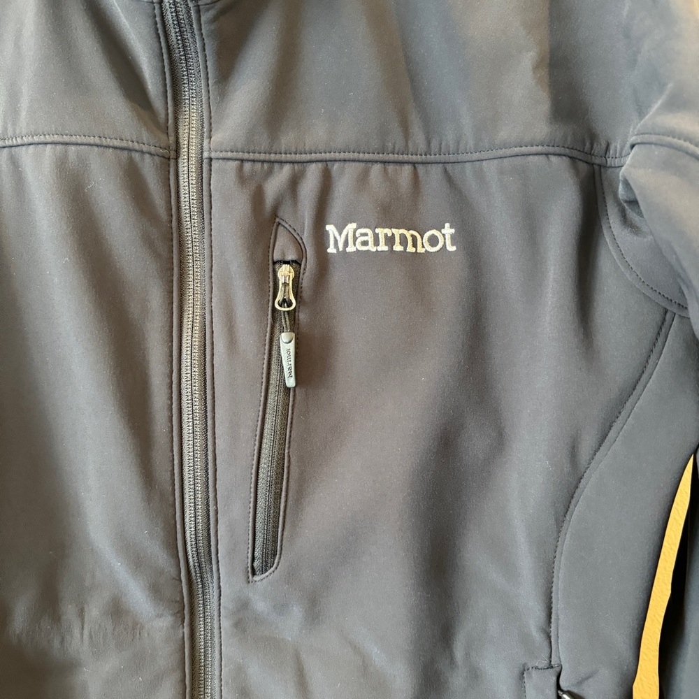Marmot Full Zip Softshell Jacket Mens Sz M Black Long Sleeve Outdoor Hiking - Picture 2 of 8